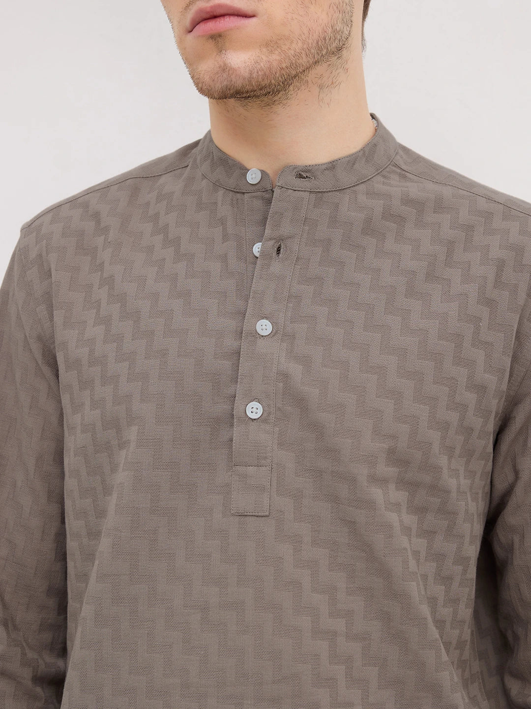 Dessert Taupe Abstrast Maze Textured Kurta