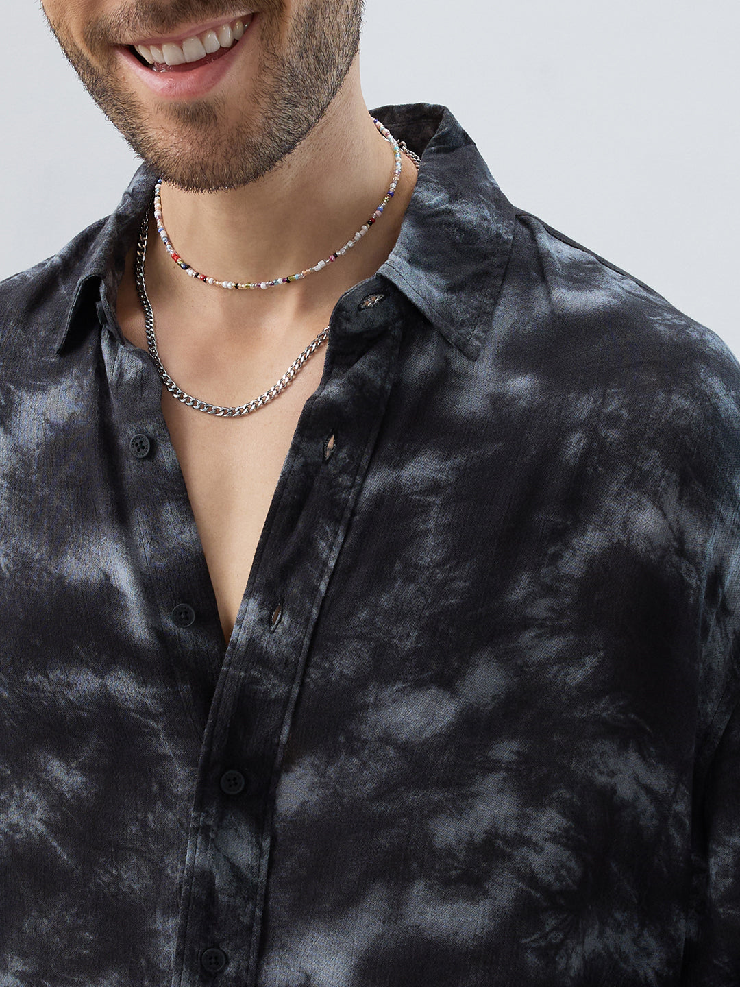 Midnight Mist Tie-Dye Boxy Fit Crop Shirt