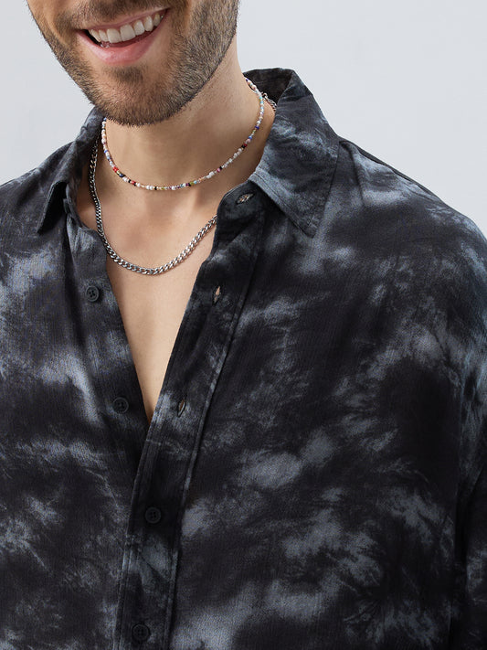Midnight Mist Tie-Dye Boxy Fit Crop Shirt