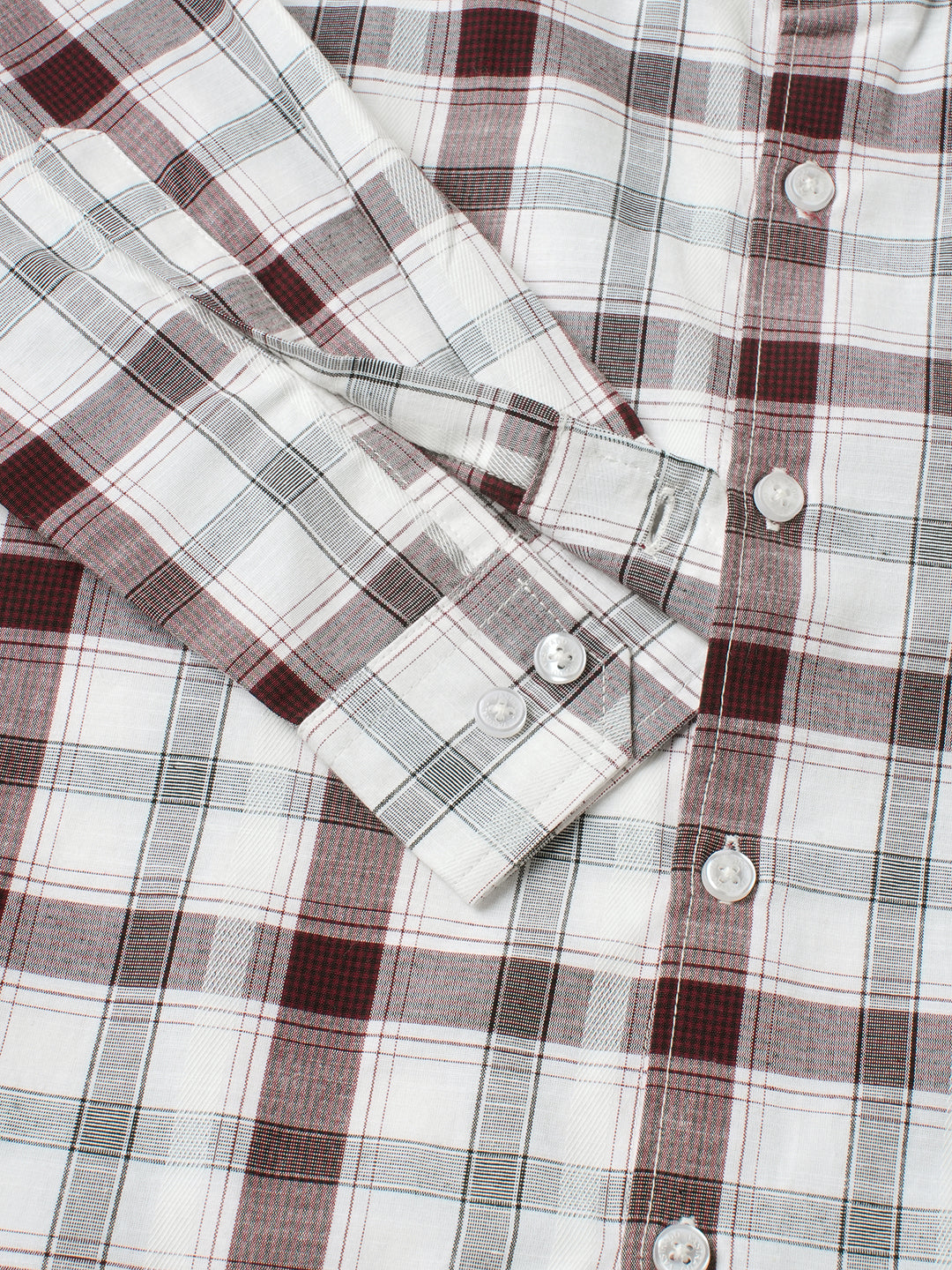 Classic Maroon & White Plaid Checks Shirt