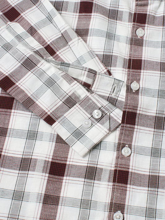 Classic Maroon & White Plaid Checks Shirt