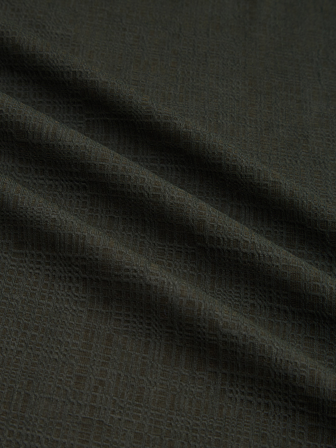 Dense Forest Green Mini Checks Textured Knitted Shirt