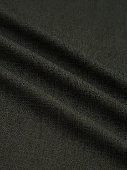 Dense Forest Green Mini Checks Textured Knitted Shirt