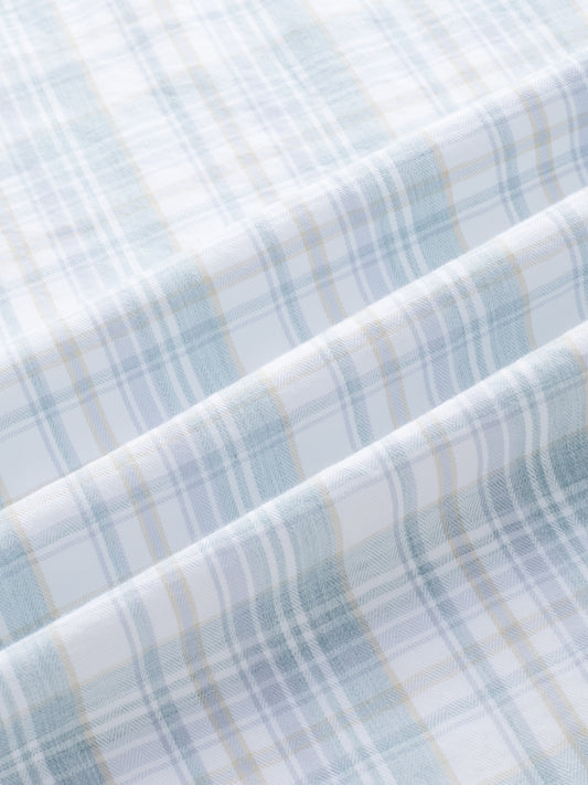 Washed Sage Green Fine Line Grid Checks Shirt