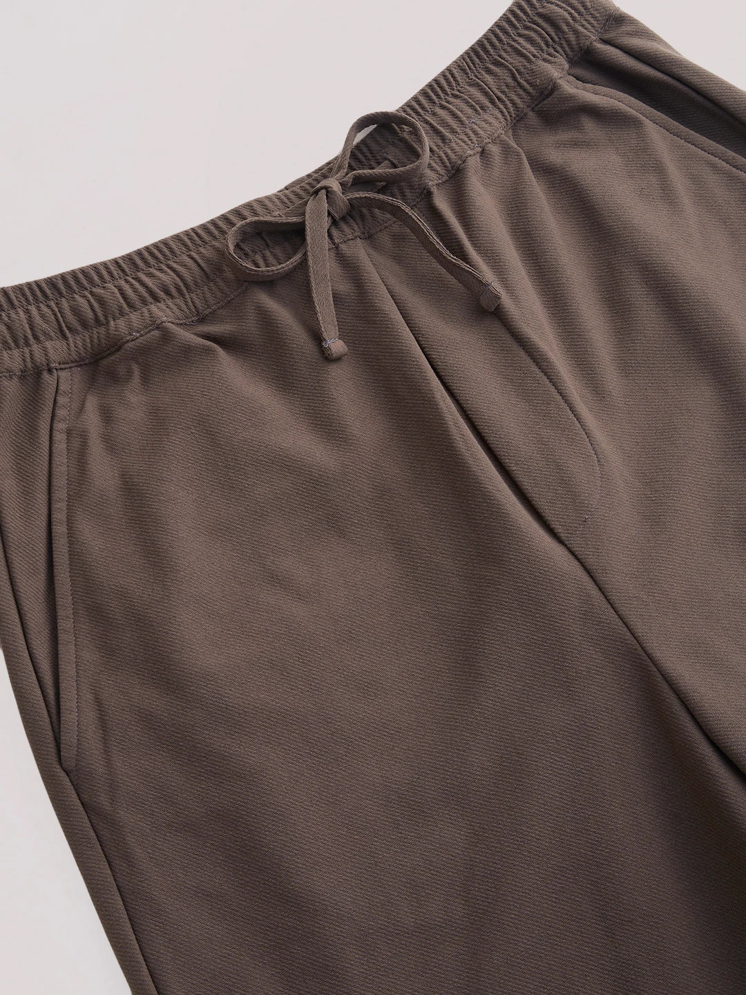 Espresso Brown Diagonal Textured Knitted Straight Fit Trousers