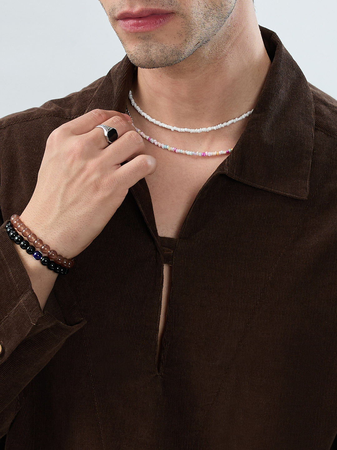 Carob Brown Corduroy Cuffless Oversized Shirt