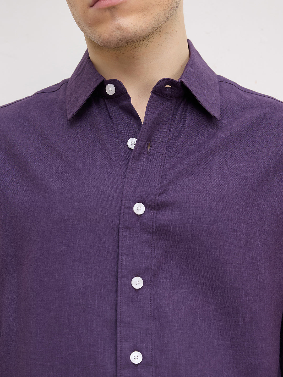 Matte Purple Fine Textured Boxy Fit Crop Shirt