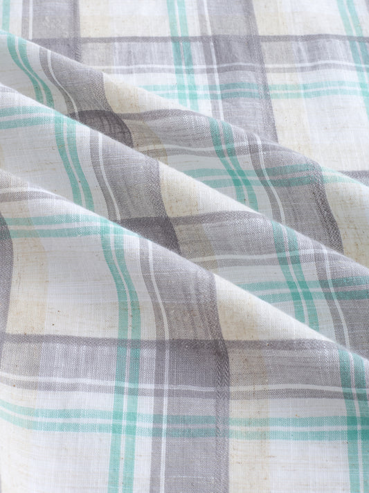 Grey & White Plaid Checks Textured Shirt