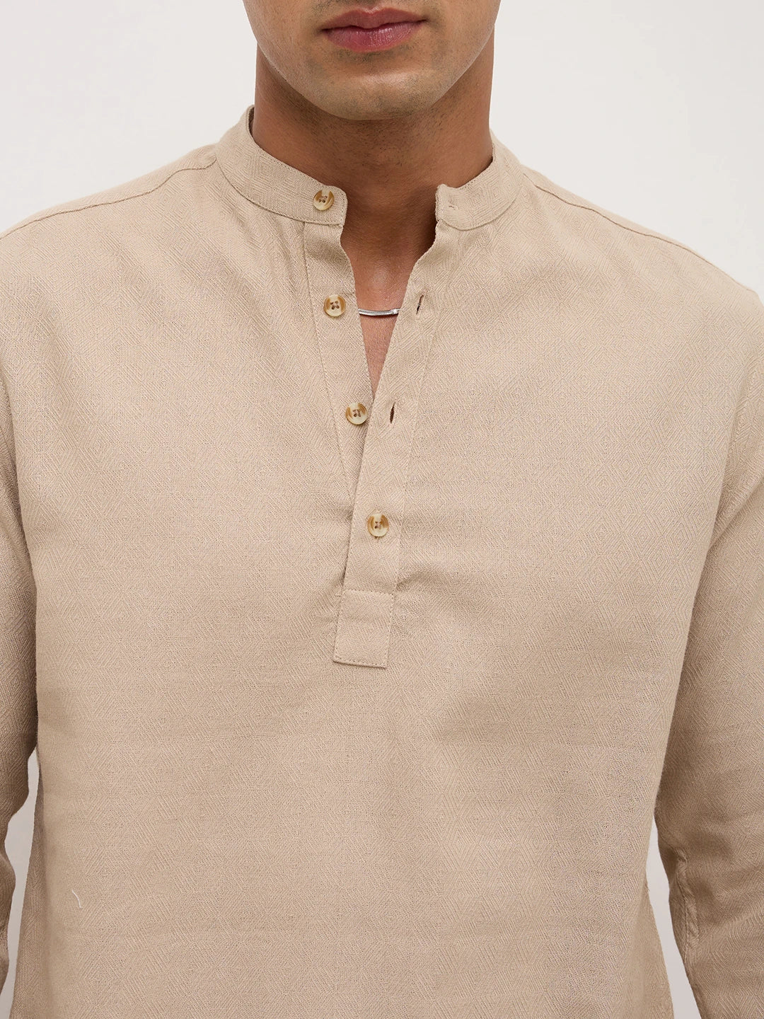 Khaki Fine Diamond Weave Kurta
