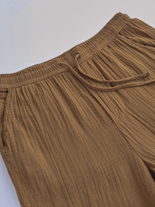 Classic Caramel Brown Double Cloth Straight-Fit Trousers