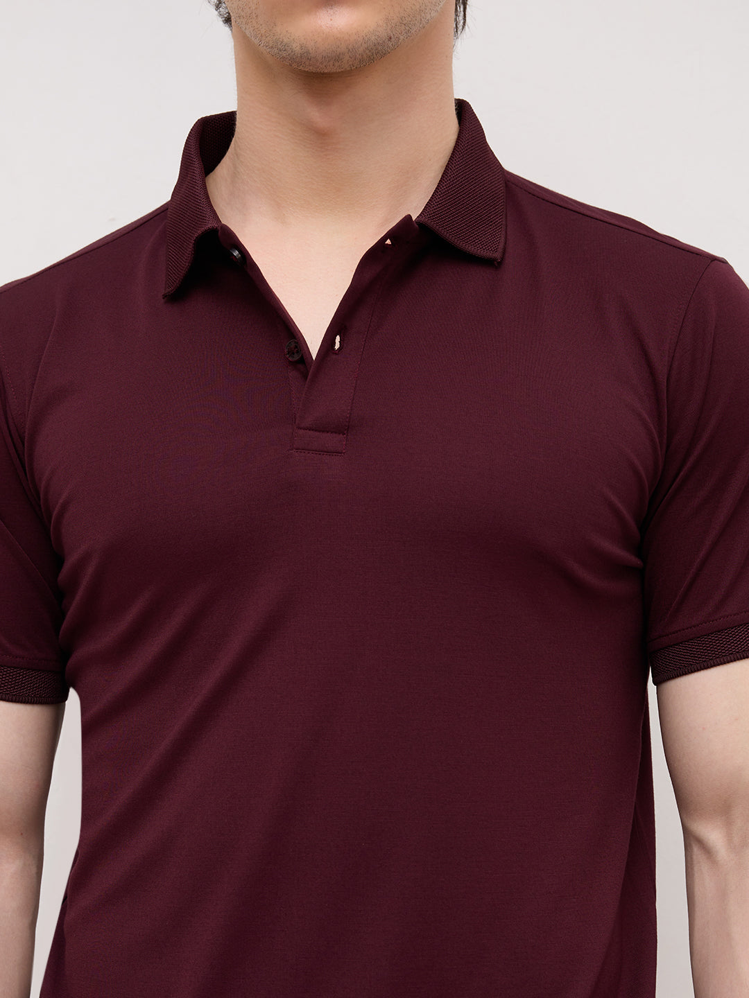 Royal Maroon Honeycomb Polo Knit T-Shirt