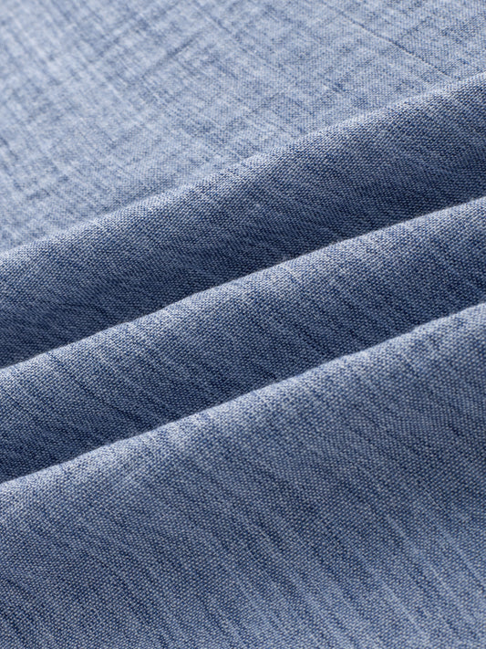 Slate Blue Textured Boxy Fit Crop Shirt