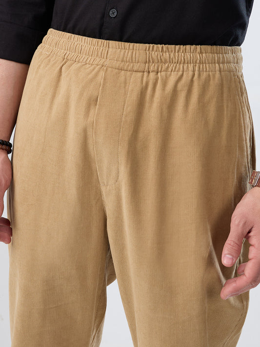 Death Valley Beige Corduroy Tapered Trousers