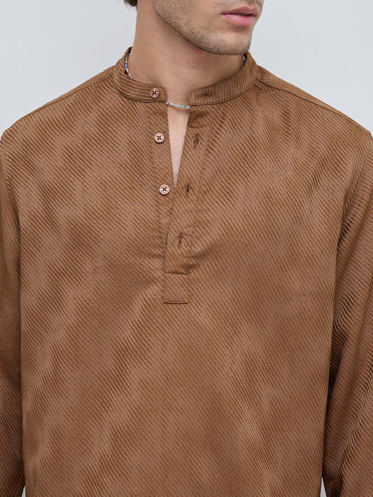 Desert Dune Diagonal Twill Textured Statement Kurta