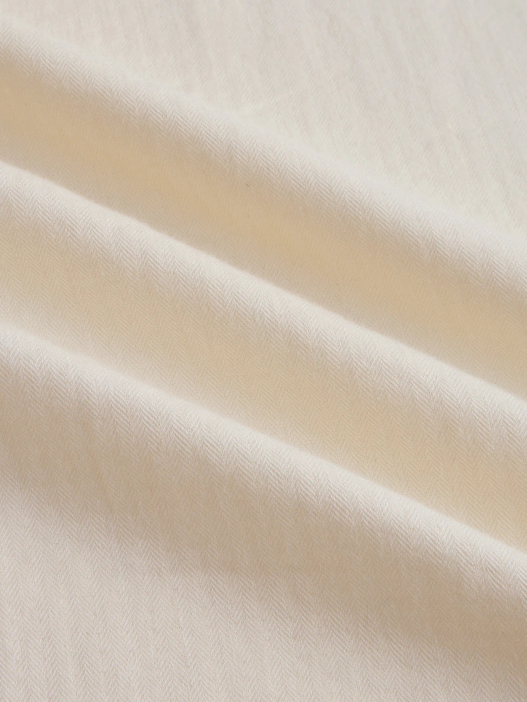 Bisque Beige Herringbone Textured Mandarin Shirt