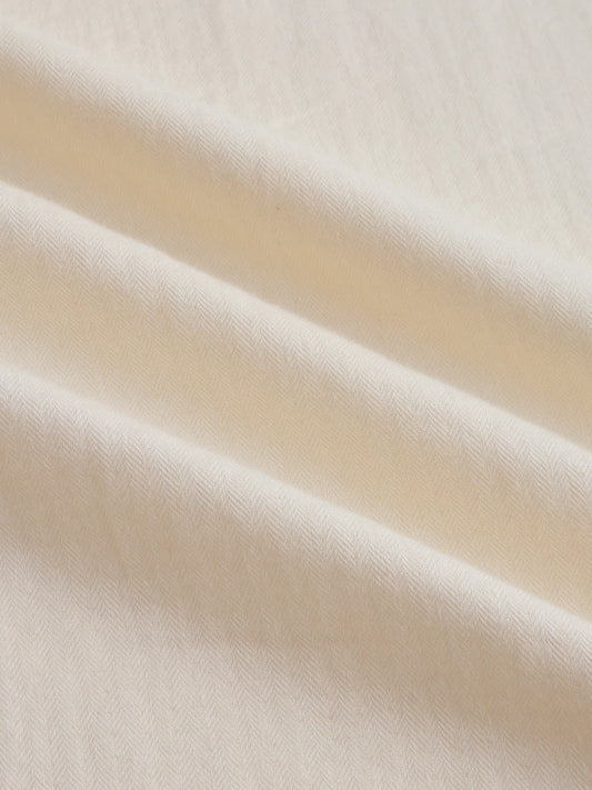 Bisque Beige Herringbone Textured Mandarin Shirt