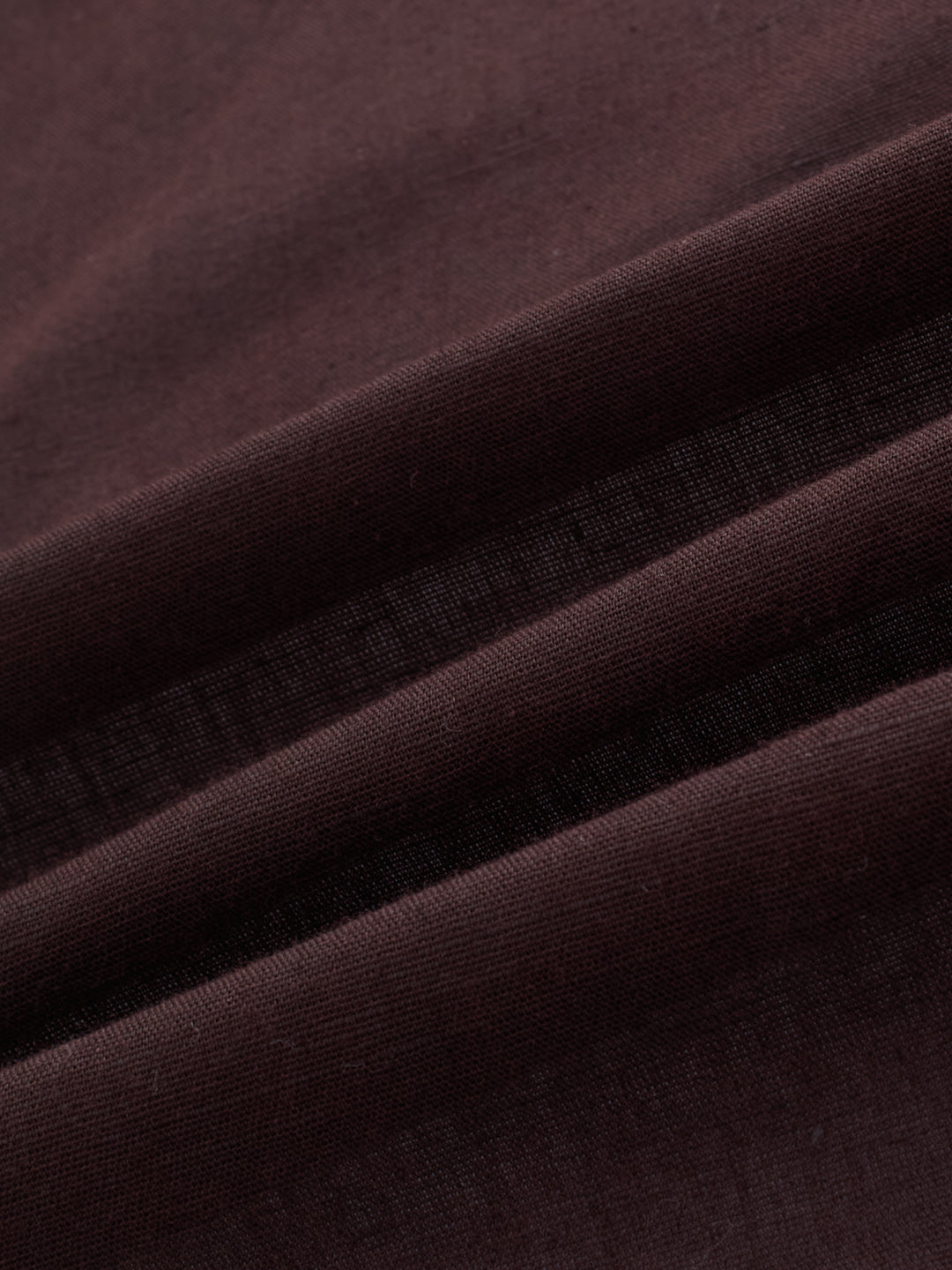 Espresso Brown Linen Blend Stand Collar Oversized Shirt
