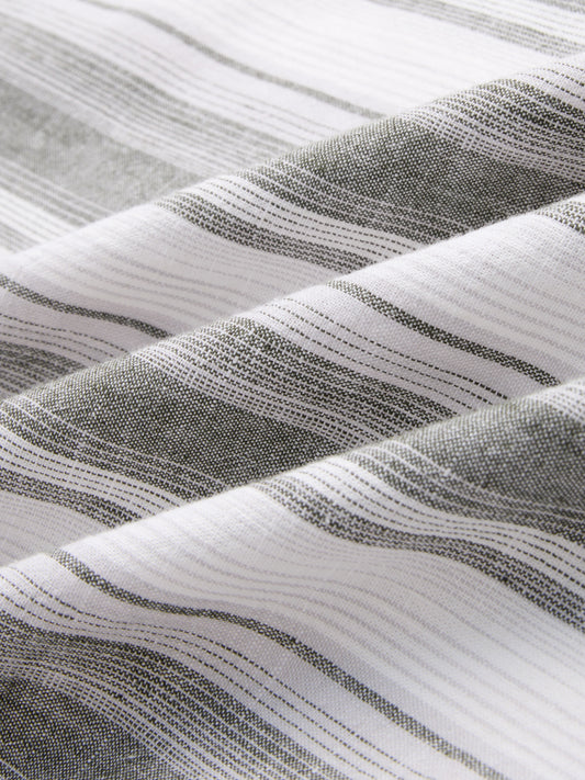 Ash Grey Shadow Striped Linen Blend Shirt