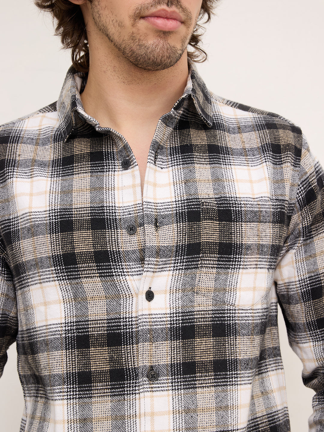 Multicolor Plaid Checks Flannel Shirt