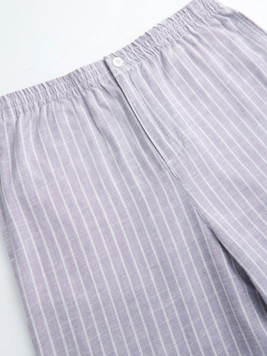 Trendy Mauve Striped Wide Leg Trousers