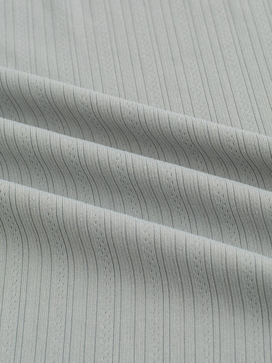 Refined Grey Hairline Striped Polo Knit T-Shirt
