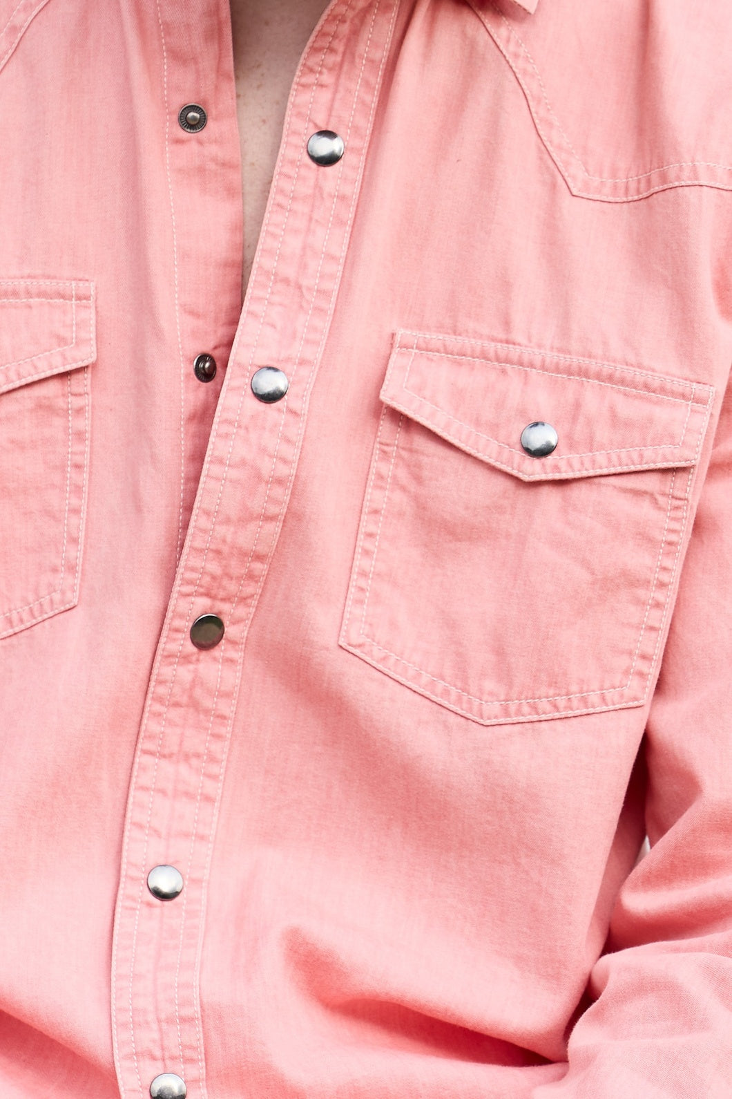 Sunbleach Peach Acid Wash Double Pocket Shirt