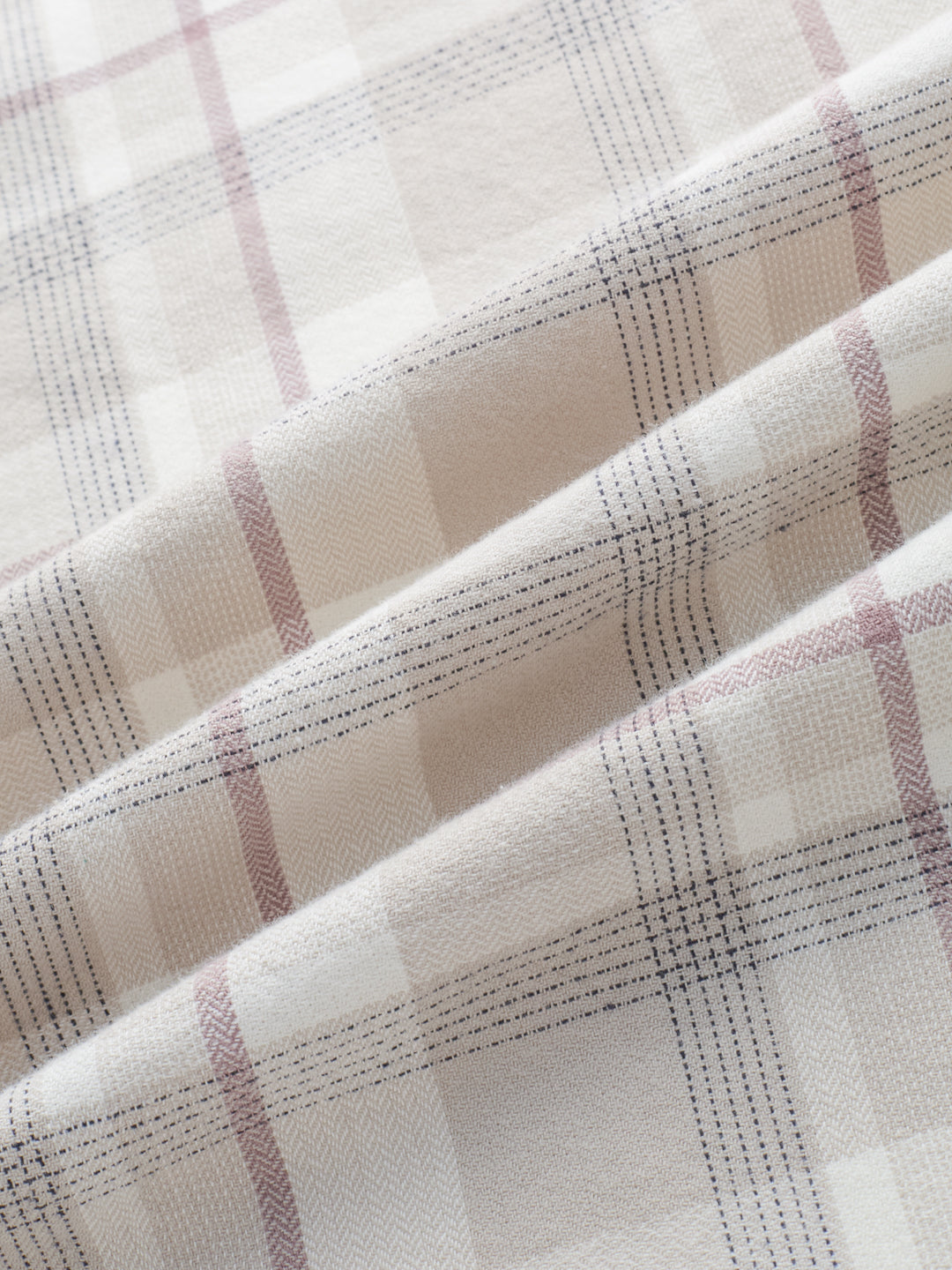 Beige Micro Herringbone Windowpane Checks Shirt