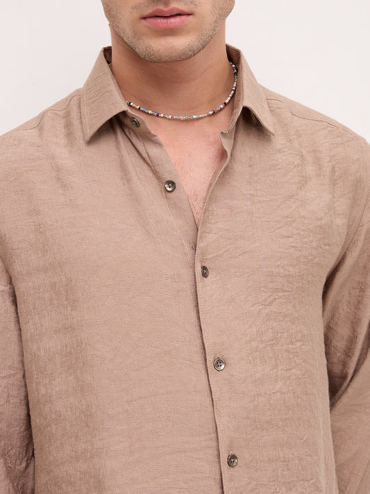 Luxe Taupe Beige Frosted Textured Shirt
