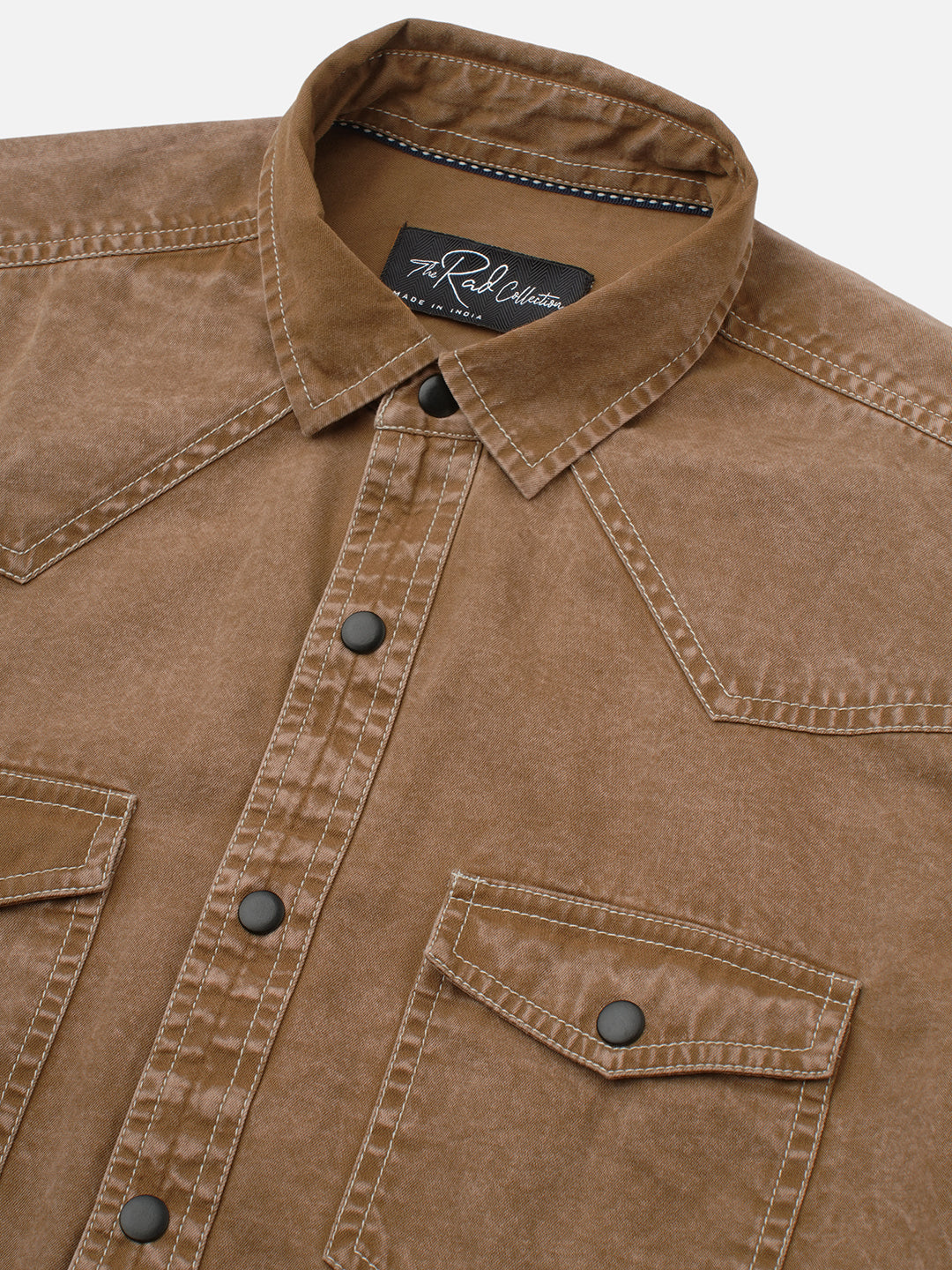 Rustic Bronze Acid Wash Double Pocket Shirt