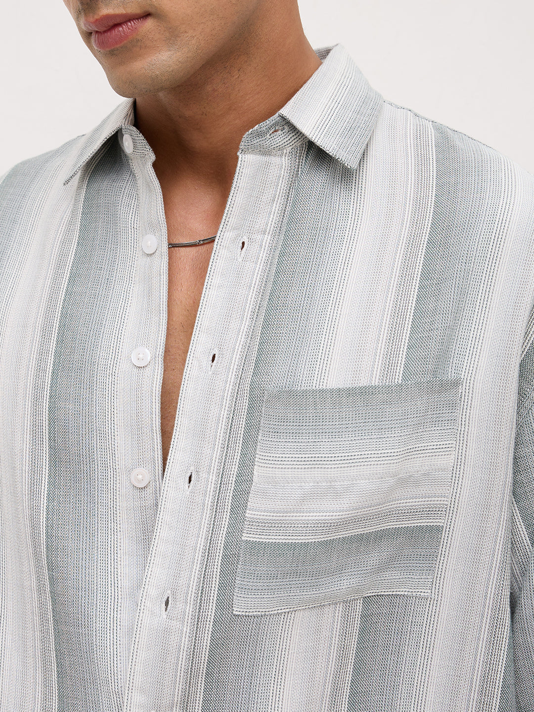 Green Multi-tone Terrain Boxy Fit Crop Shirt