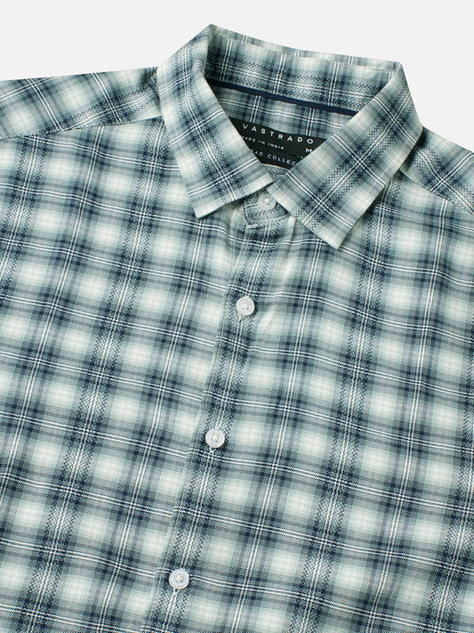 Green & Navy Refined Crossweave Checked Shirt