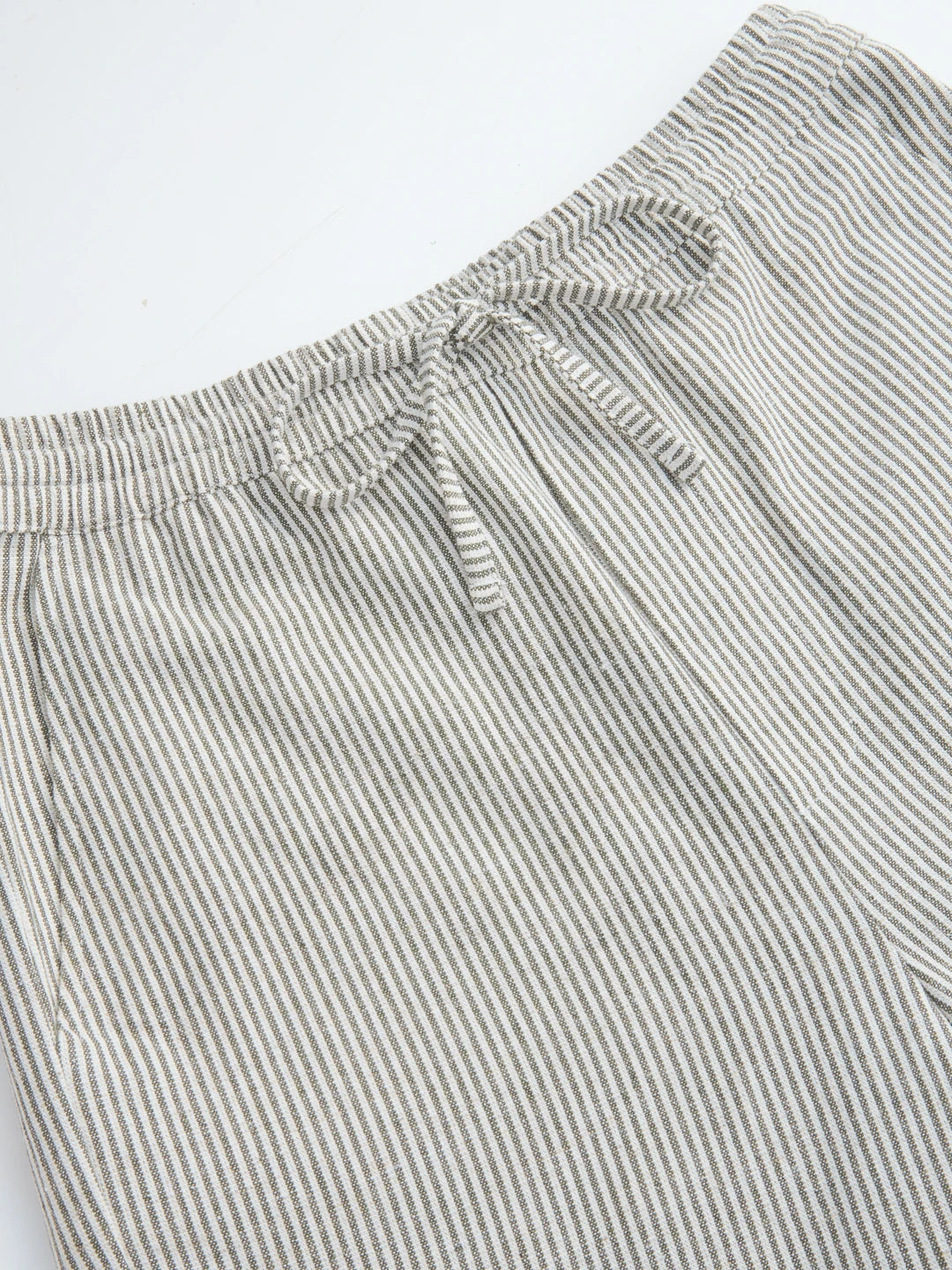 Olive & Off-White Candy Striped Straight Fit Trousers