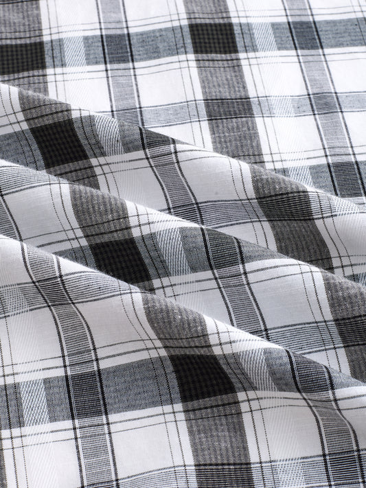 Premium White & Grey Plaid Checks Textured Shirt