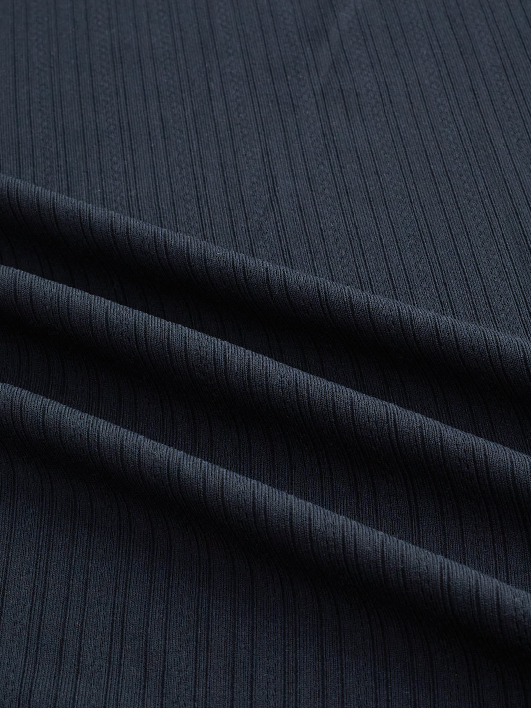 Timeless Black Fine Vertical Ribbed Knitted Shirt