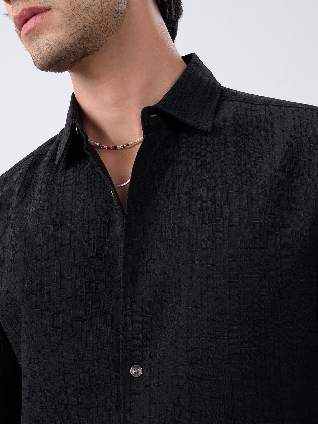 Timeless Black Subtle Textured Everyday Shirt