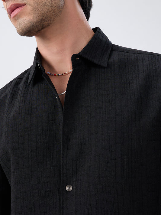 Timeless Black Subtle Textured Everyday Shirt