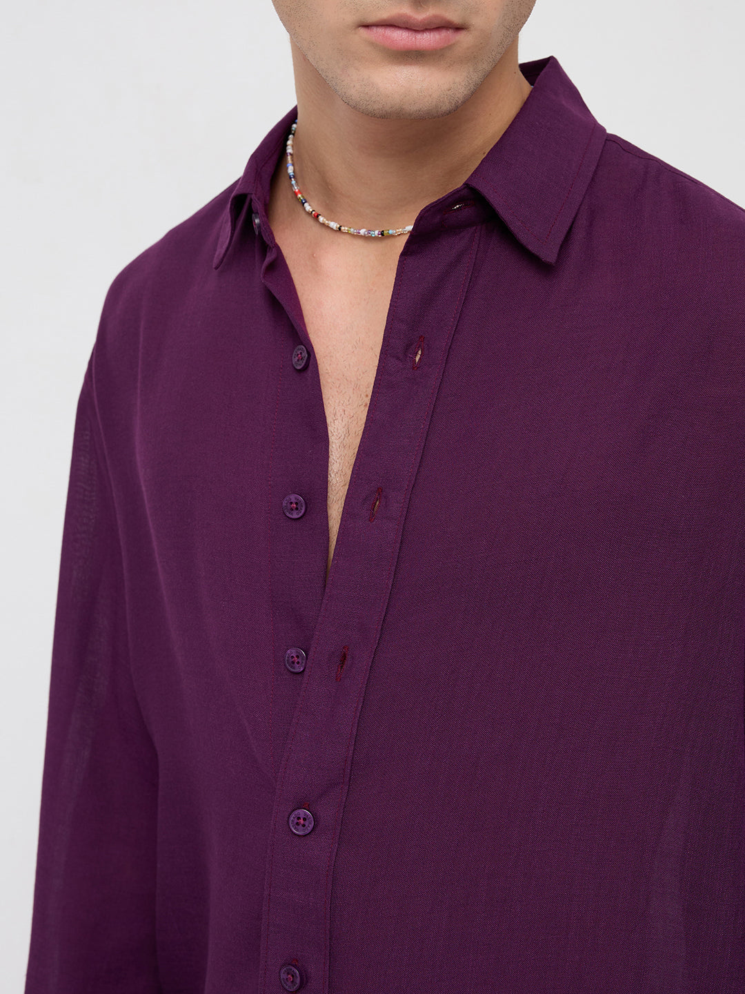Elegant Wine Boxy Fit Crop Shirt