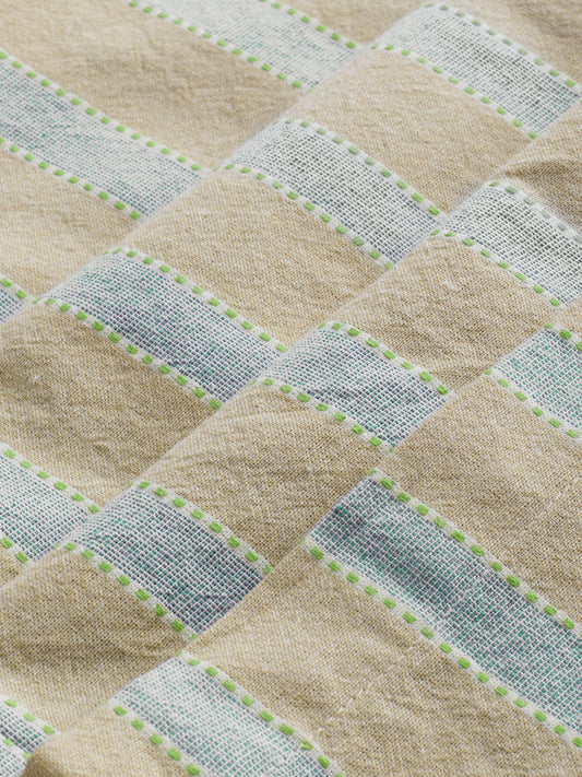 Camel Beige & Navy Striped Straight-Fit Trousers