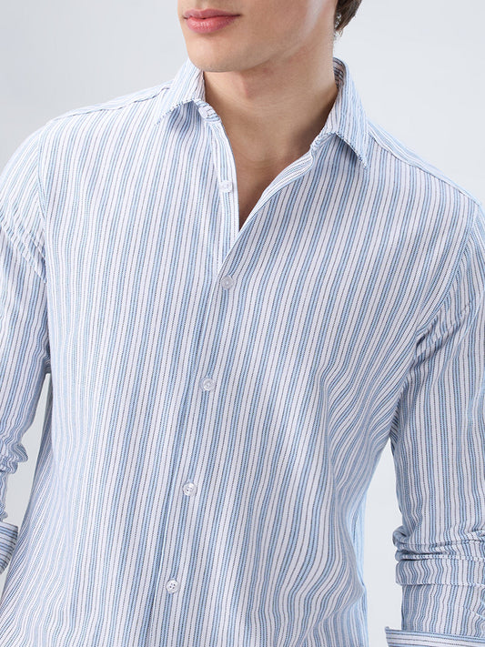 Classic Blue Mist Striped Knitted Shirt