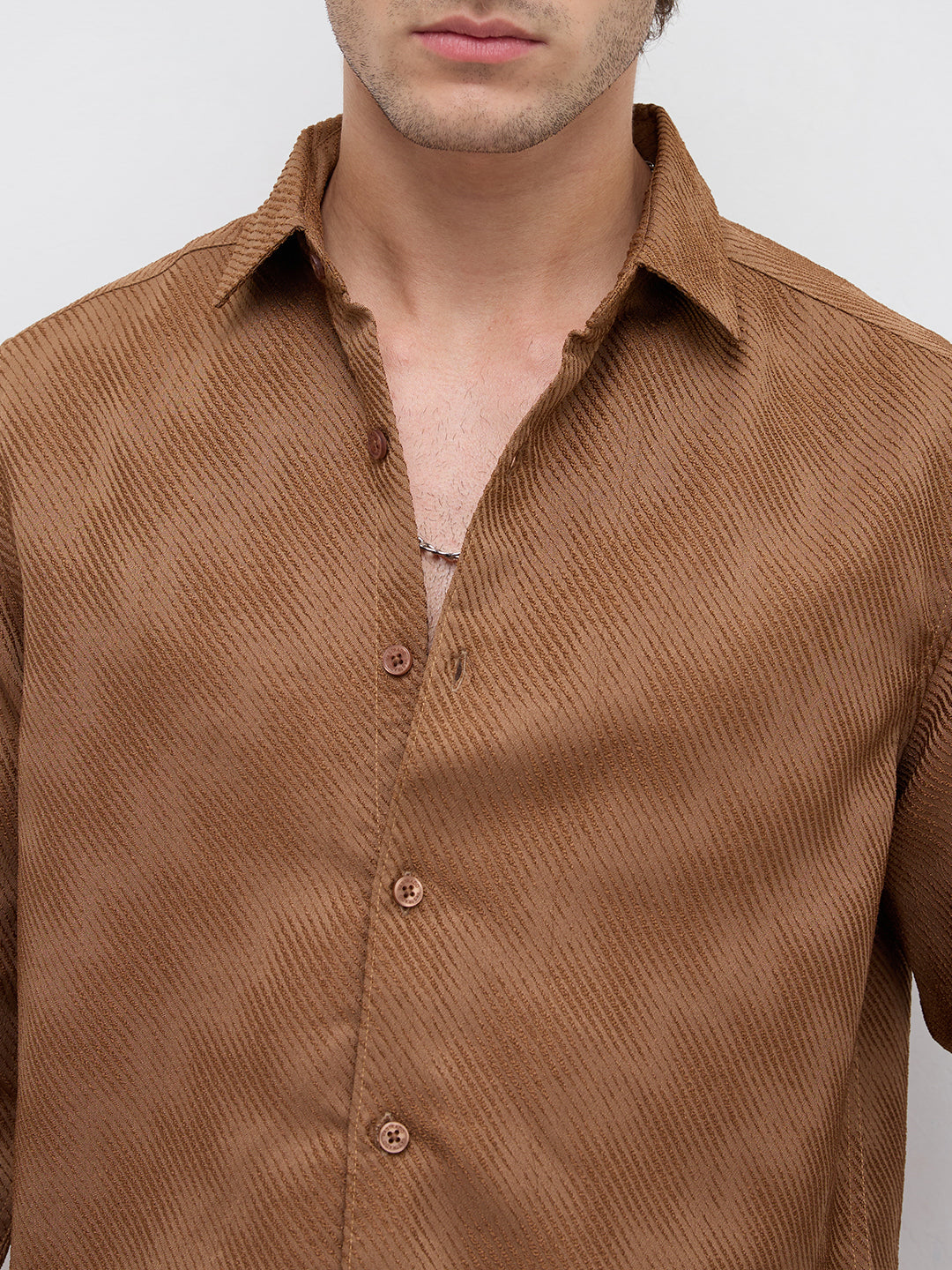 Desert Dune Diagonal Twill Textured Statement Shirt