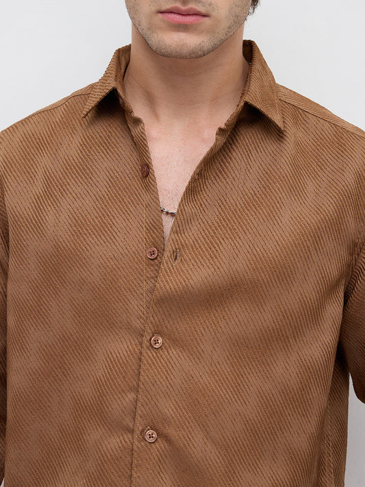 Desert Dune Diagonal Twill Textured Statement Shirt