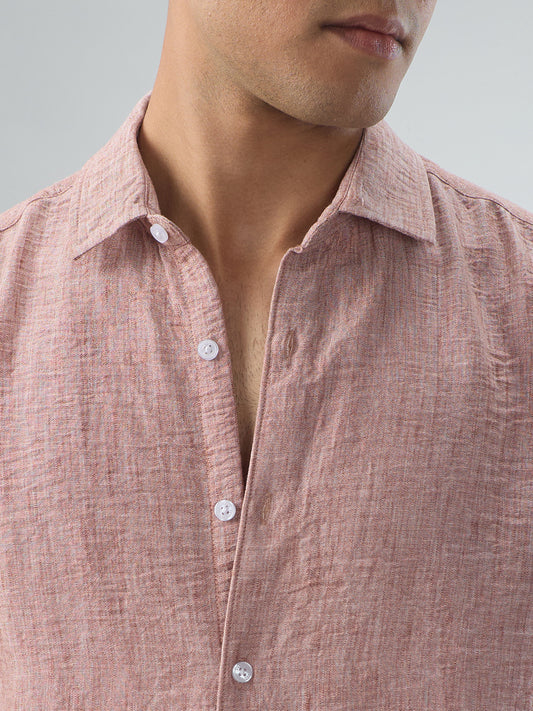 Heathered Taupe Fine-Weave Crinkled Shirt