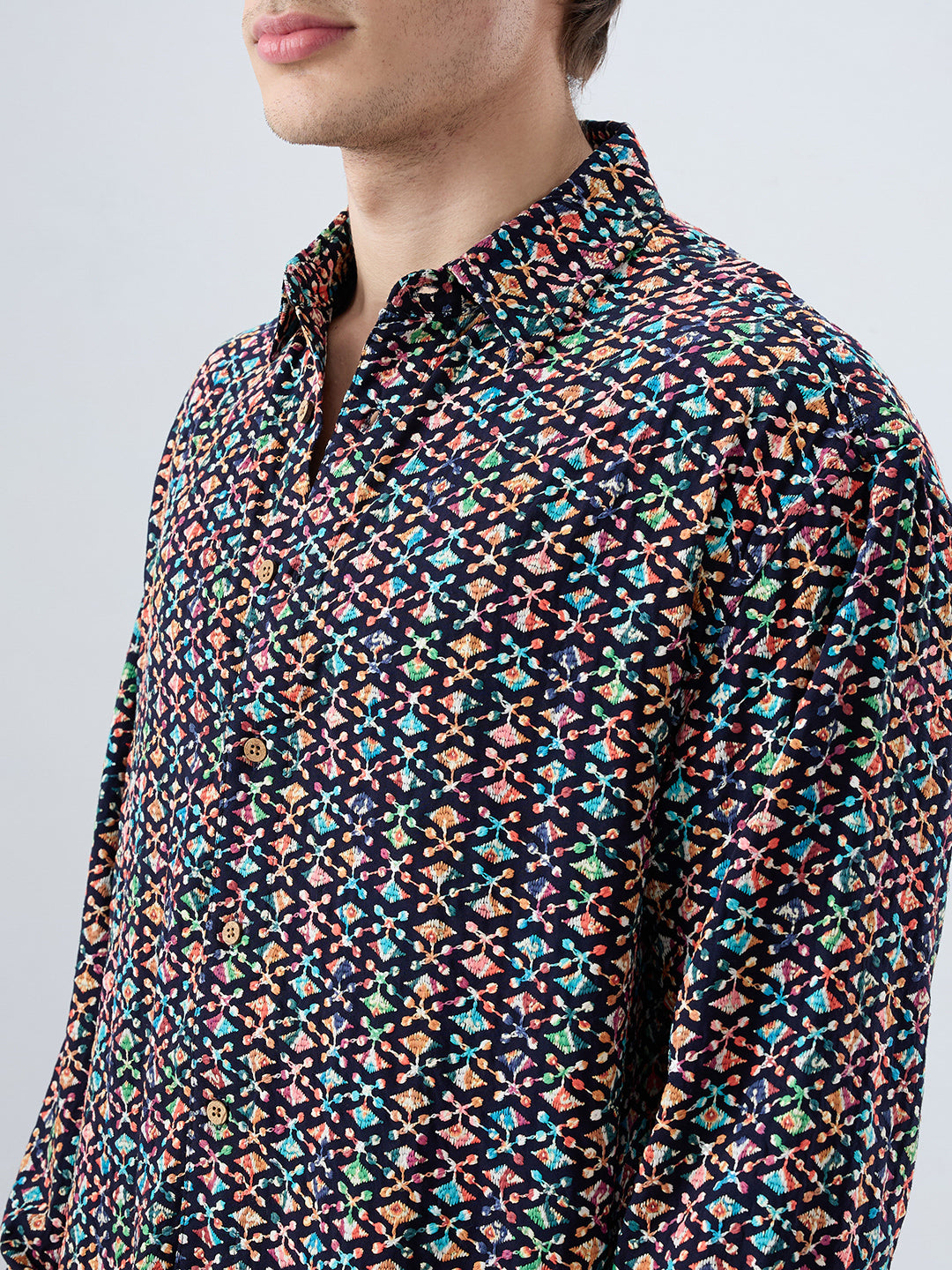 Ziya Shaam Multicolor Sequin Embroidered Oversized Polo Shirt