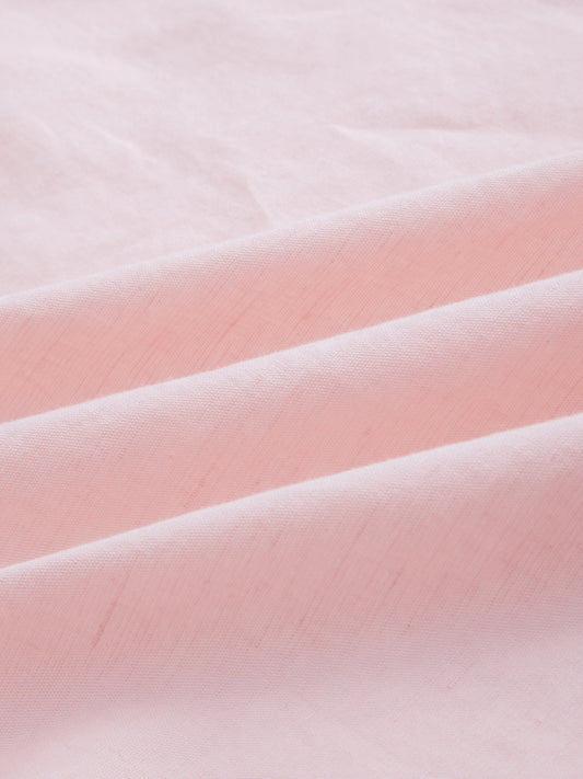 Mist Pink Linen Blend Stand Collar Oversized Shirt