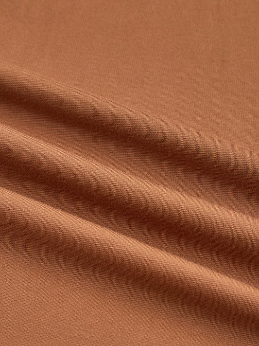 Solid Caramel Brown Honeycomb Polo Knit T-Shirt