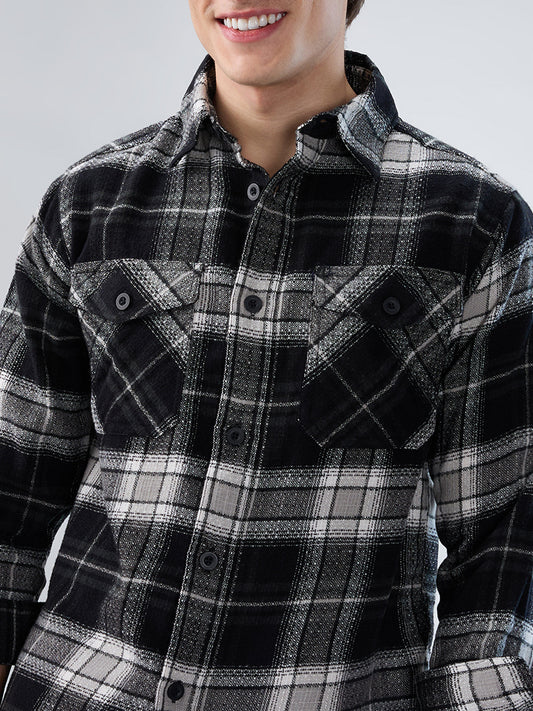 Premium Emerald Black Checks Twin Pocket Flannel Shirt