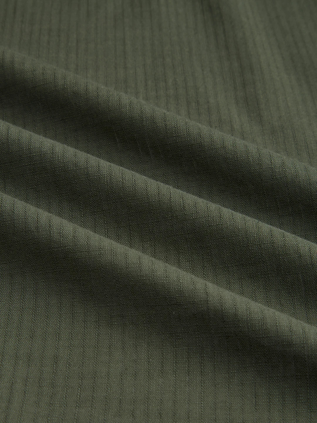 Forest Green Sheer Slub Striped Boxy Fit Crop Shirt