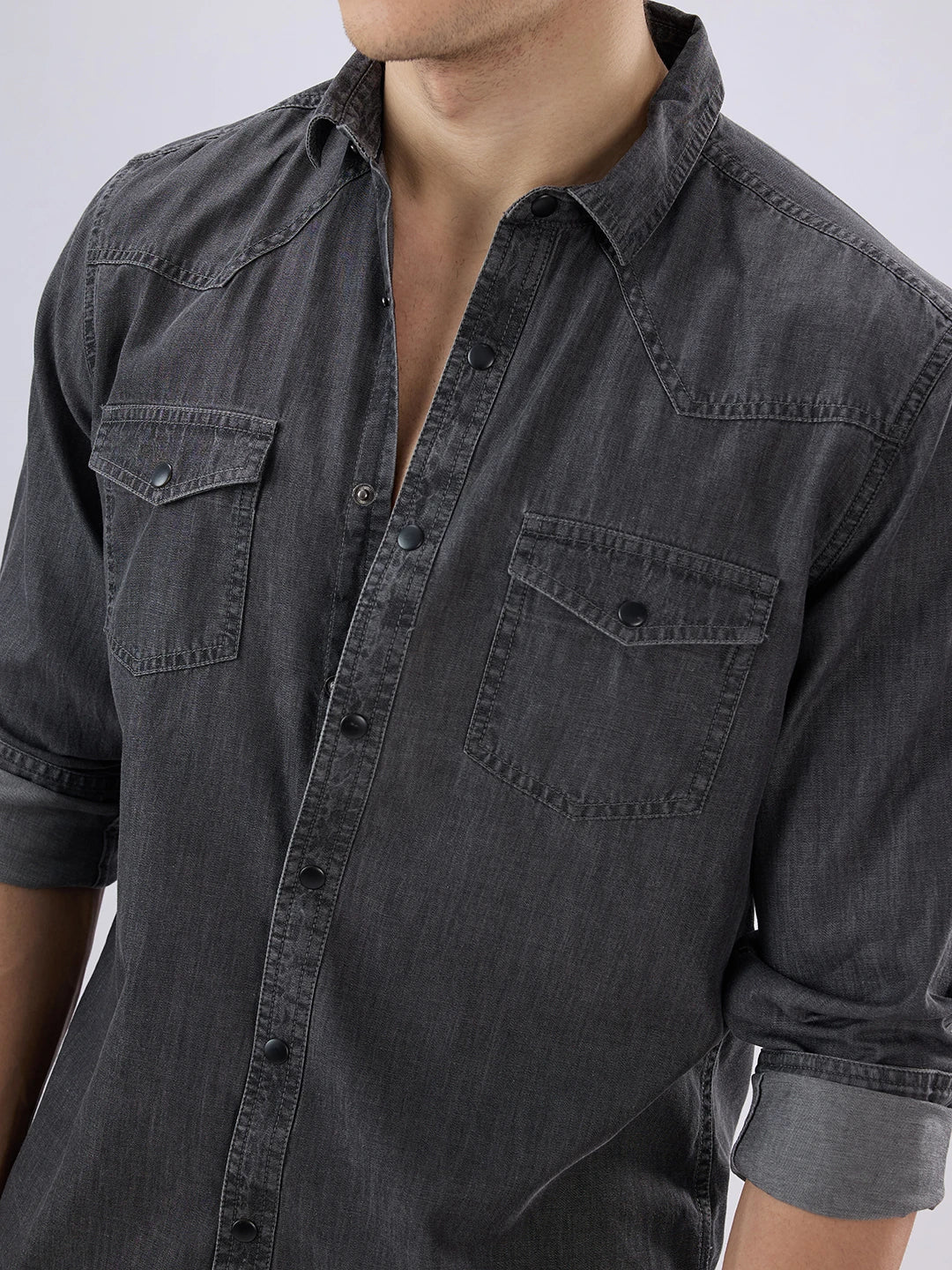 Charcoal Black Twin Pocket Overshirt