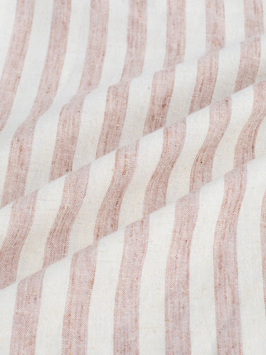 Brown & Ivory Striped Linen Blend Wide Leg Trousers