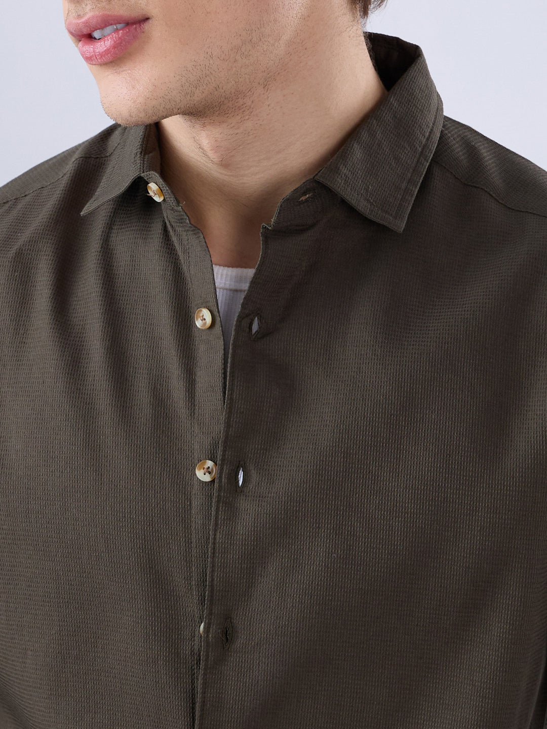 Deep Olive Refined Textured Shirt